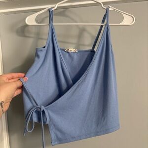 Blue cross tie crop top